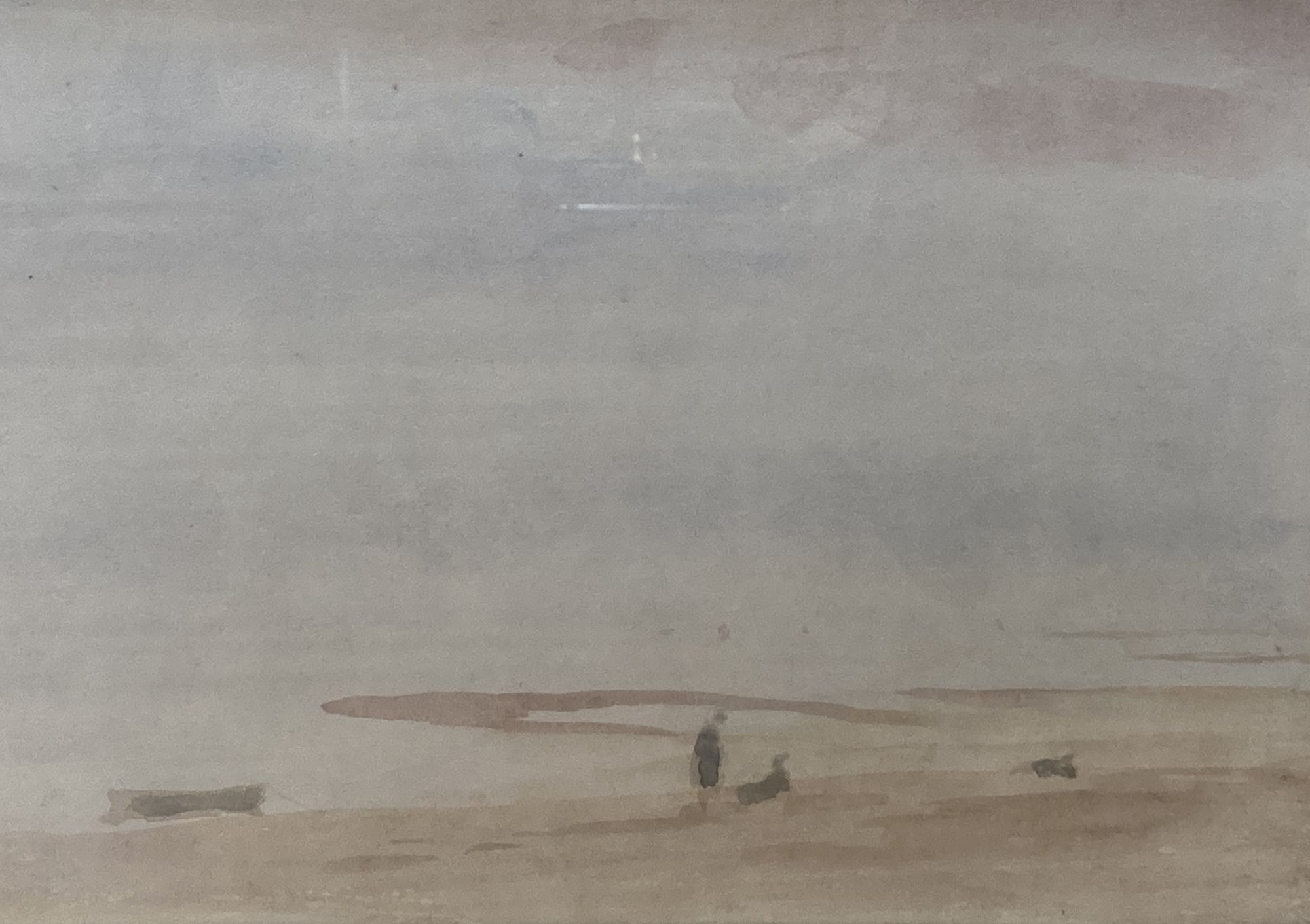 Philip Wilson Steer (1860-1942), Figures on the beach near Harwich, initialled, watercolour, Bozarts Gallery label verso, 19 x 29cm